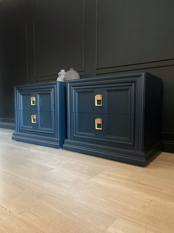 Thomasville bedside tables dark blue, view 3