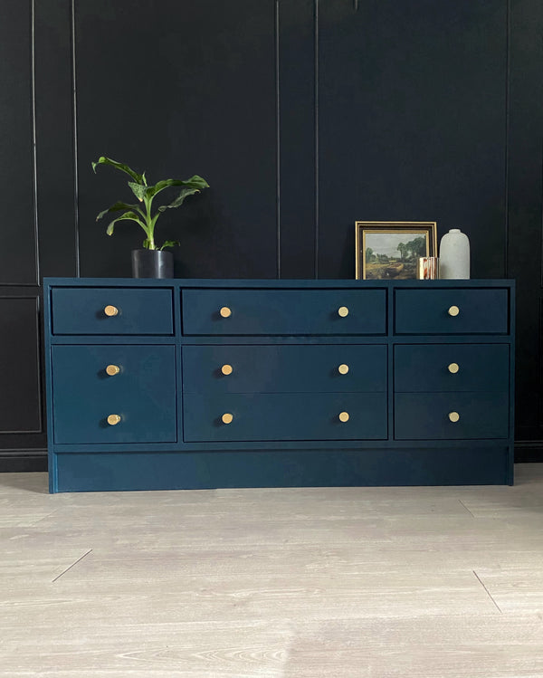 Mid-century dresser dark blue, view 2
