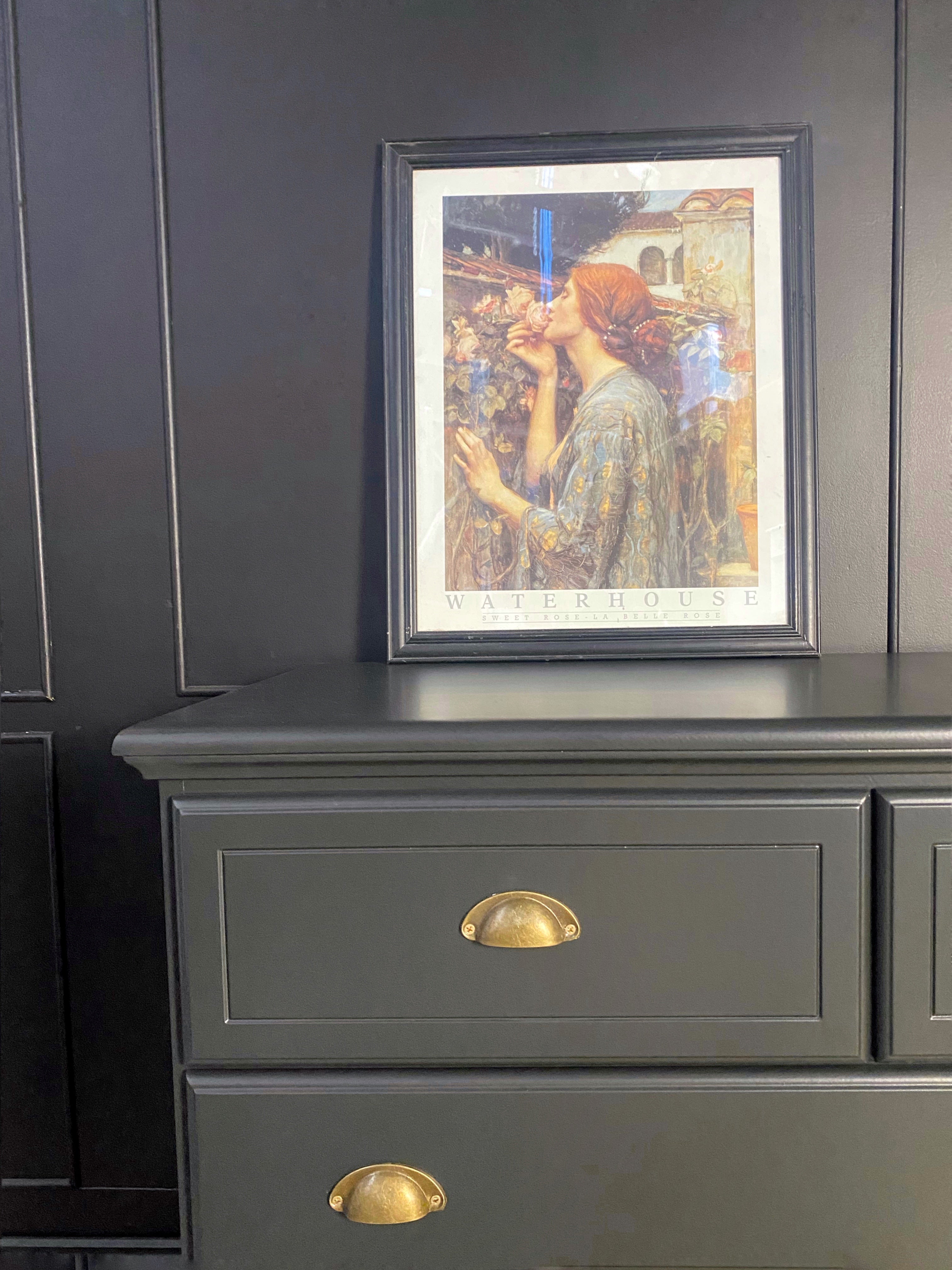 ‘Burgess Furniture’ dark olive dresser