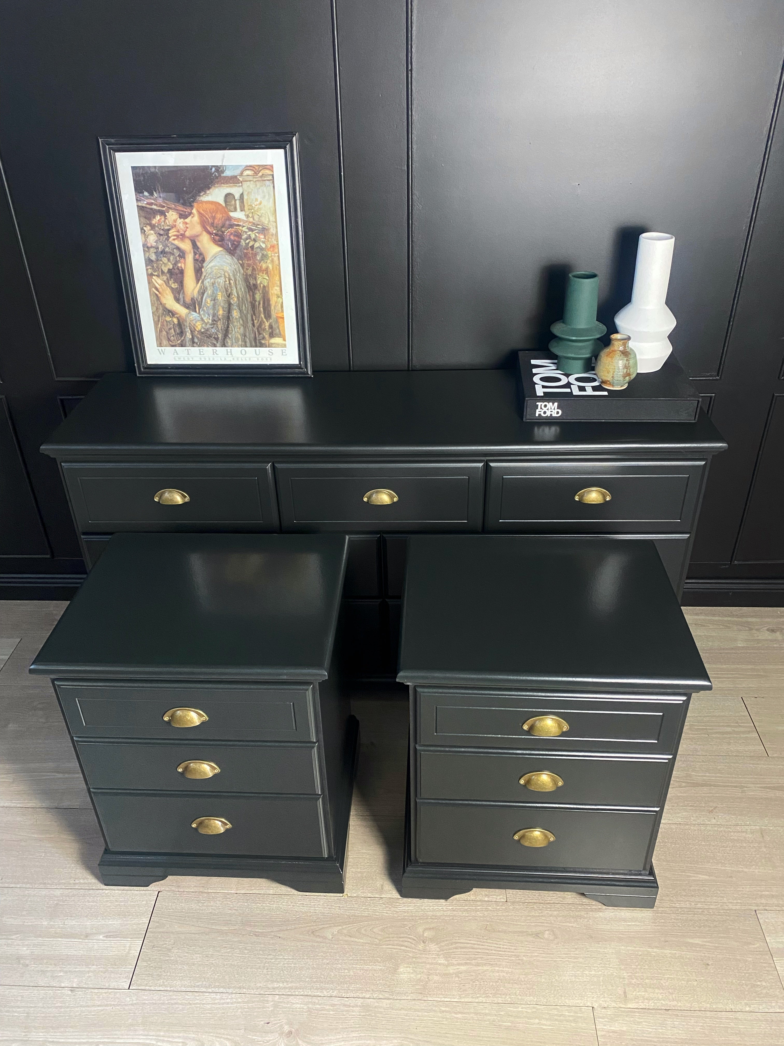 ‘Burgess Furniture’ dark olive dresser