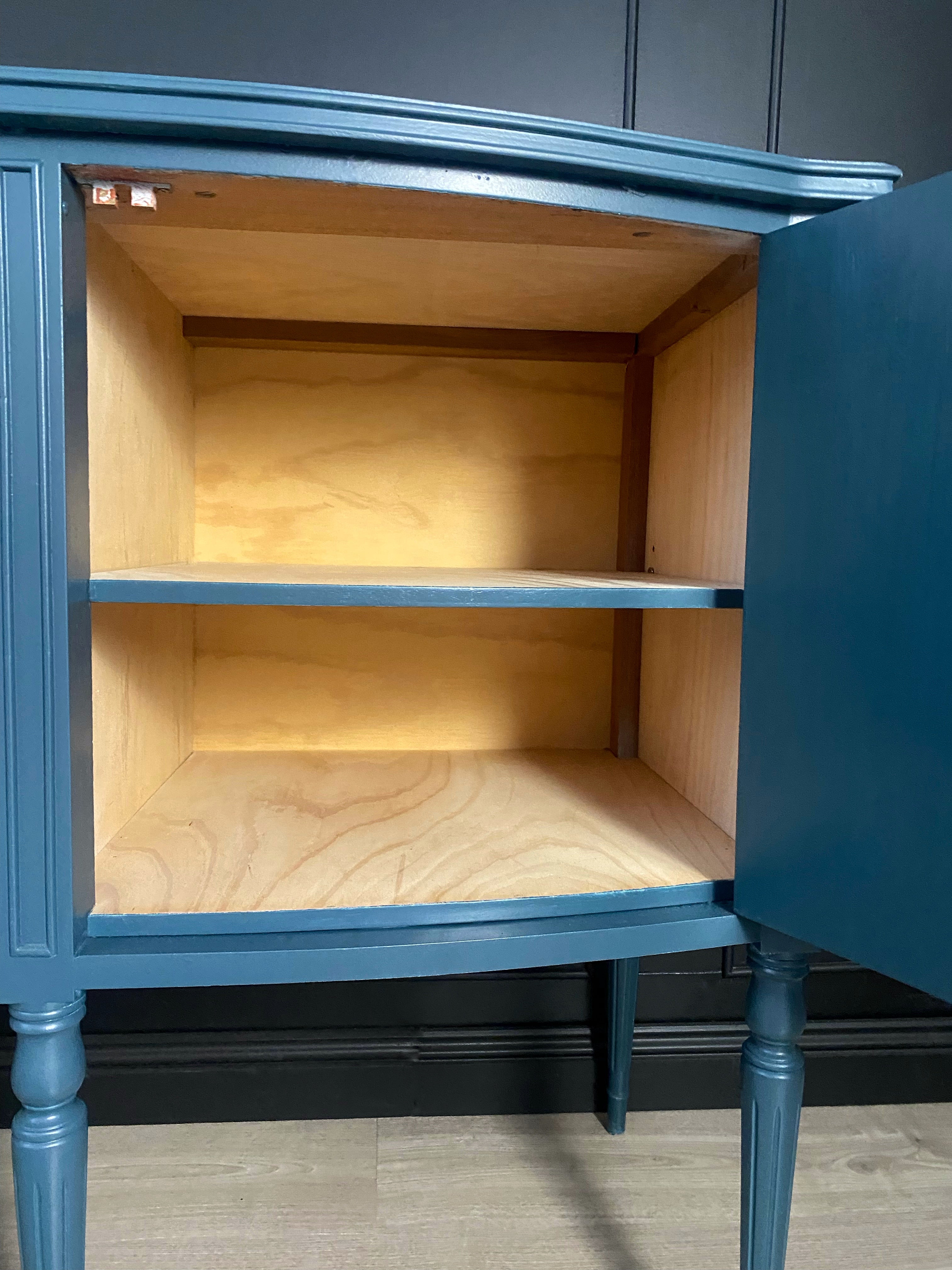 Elegant buffet / sideboard with brushed glass, brass and ginkgo leaf hardware