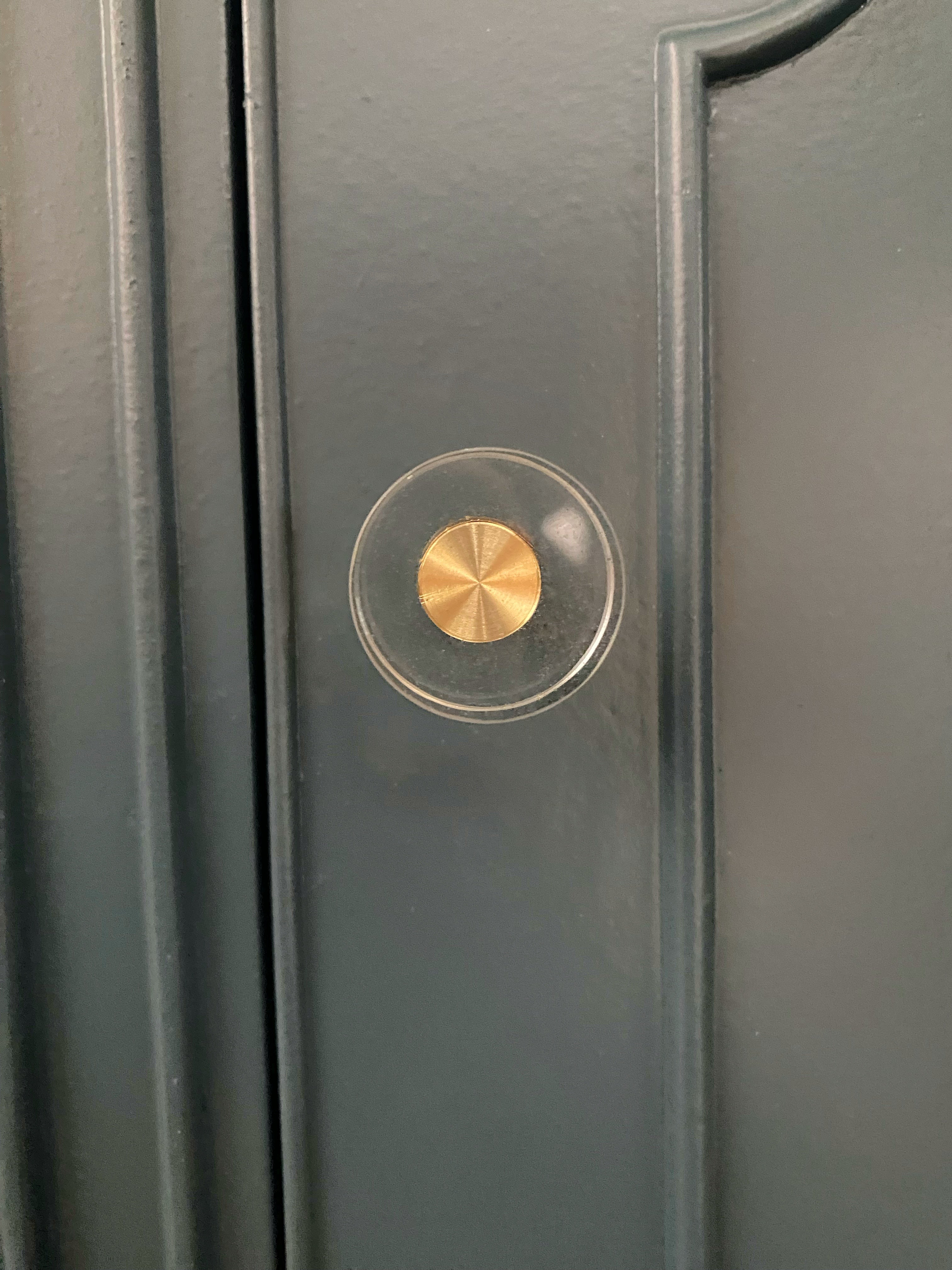 Elegant buffet / sideboard with brushed glass, brass and ginkgo leaf hardware
