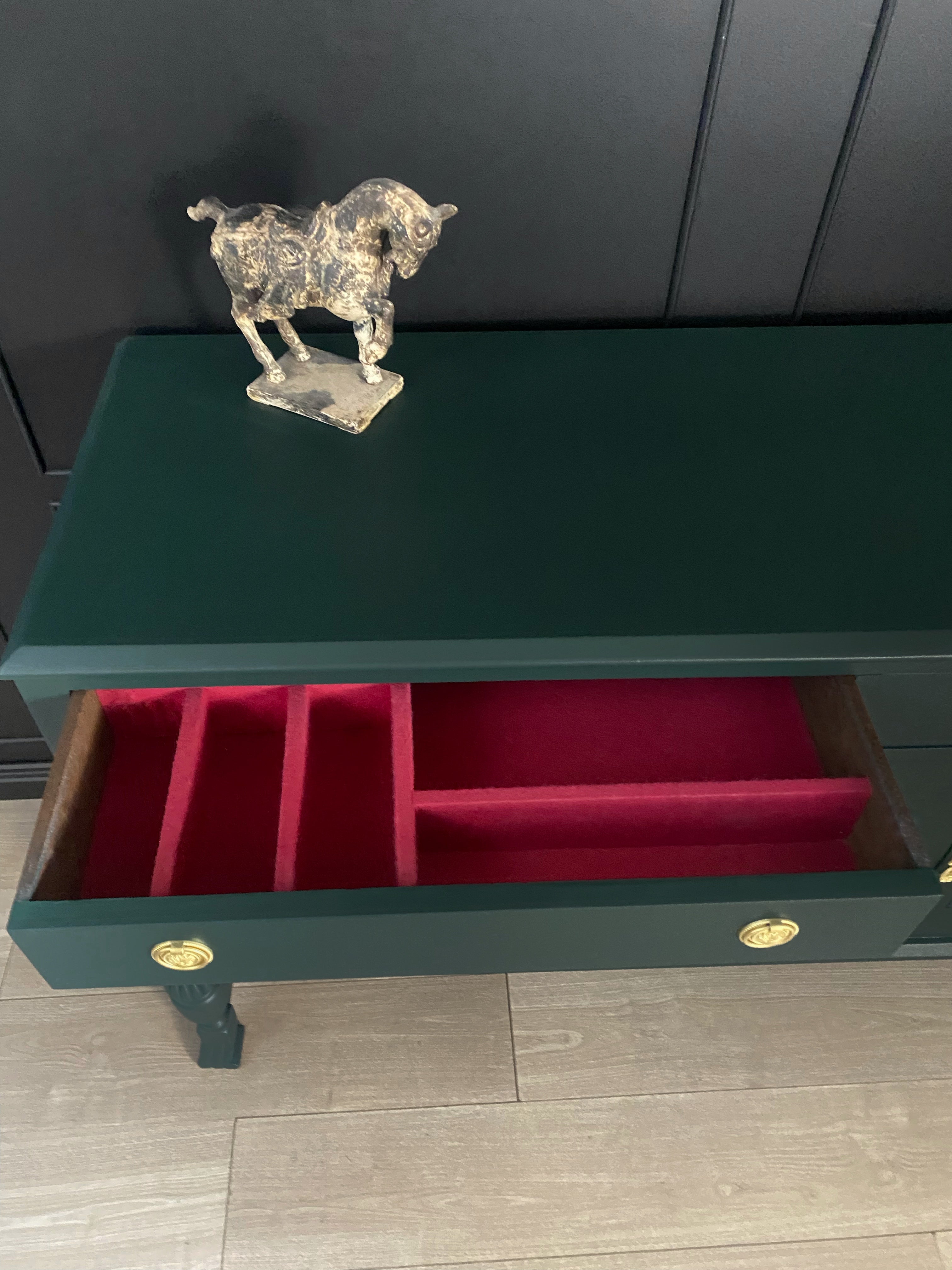 Dark Green Jacobean sideboard