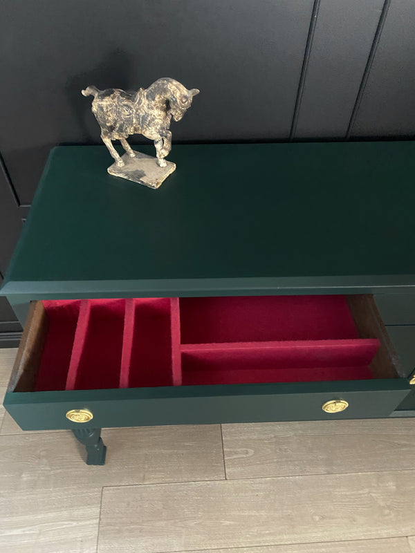 Mid-century sideboard dark green, view 5