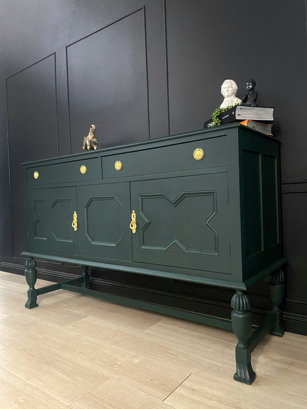 Mid-century sideboard dark green, view 2