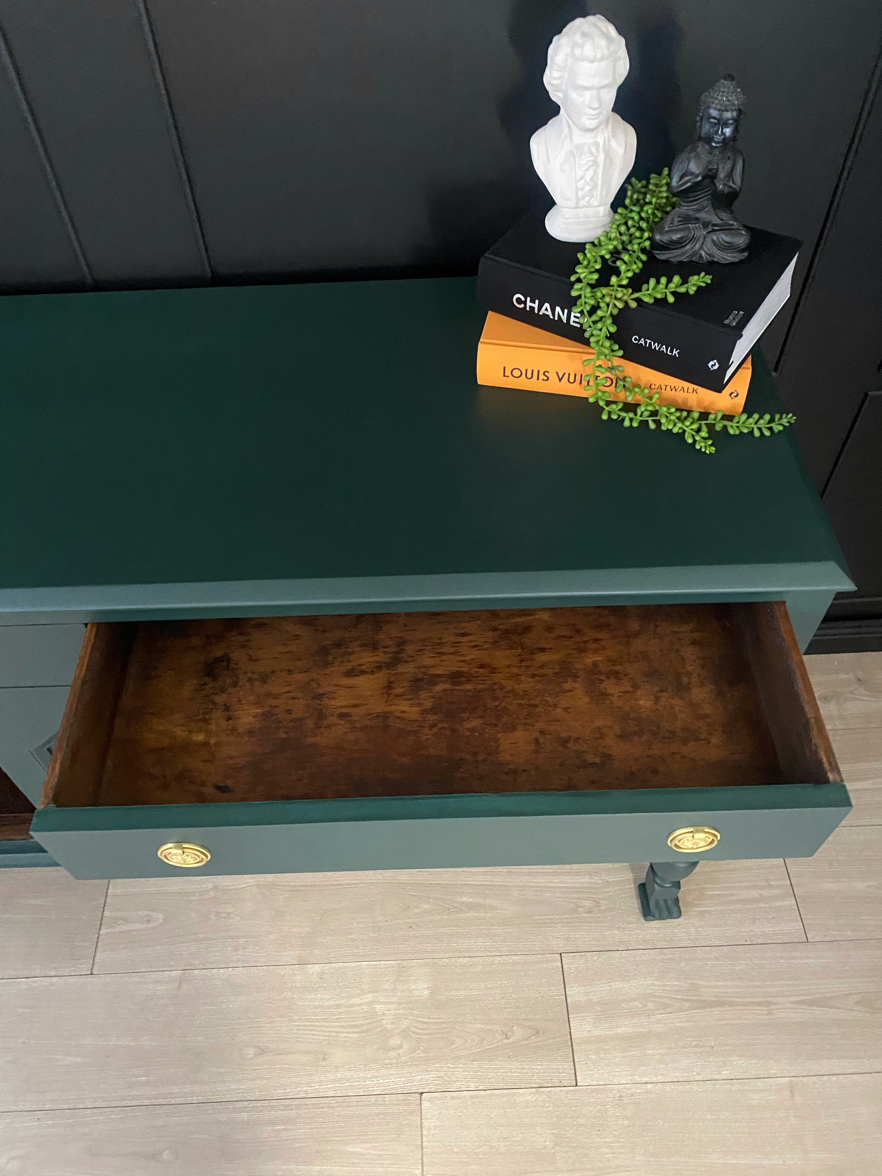 Dark Green Jacobean sideboard