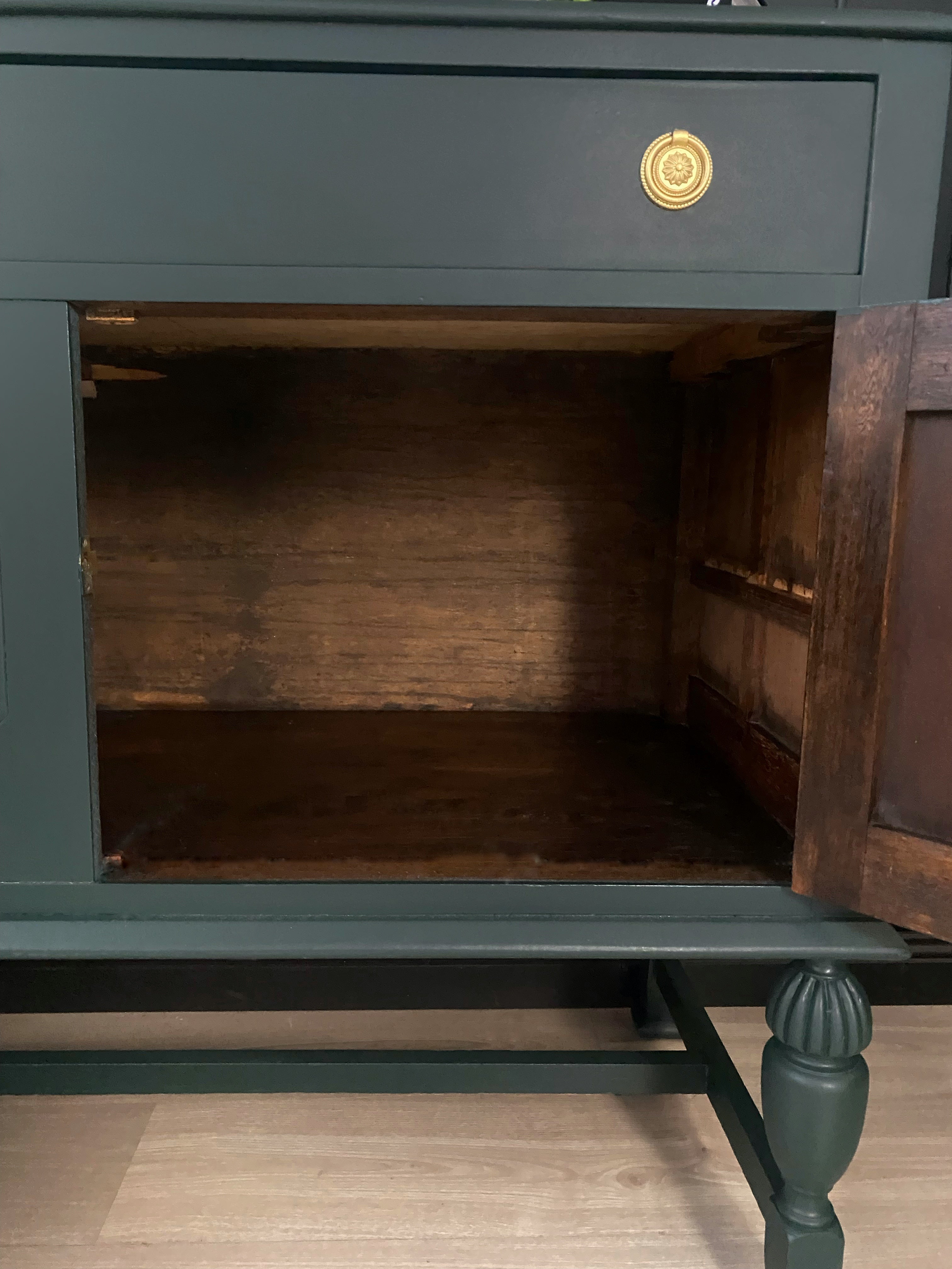 Dark Green Jacobean sideboard