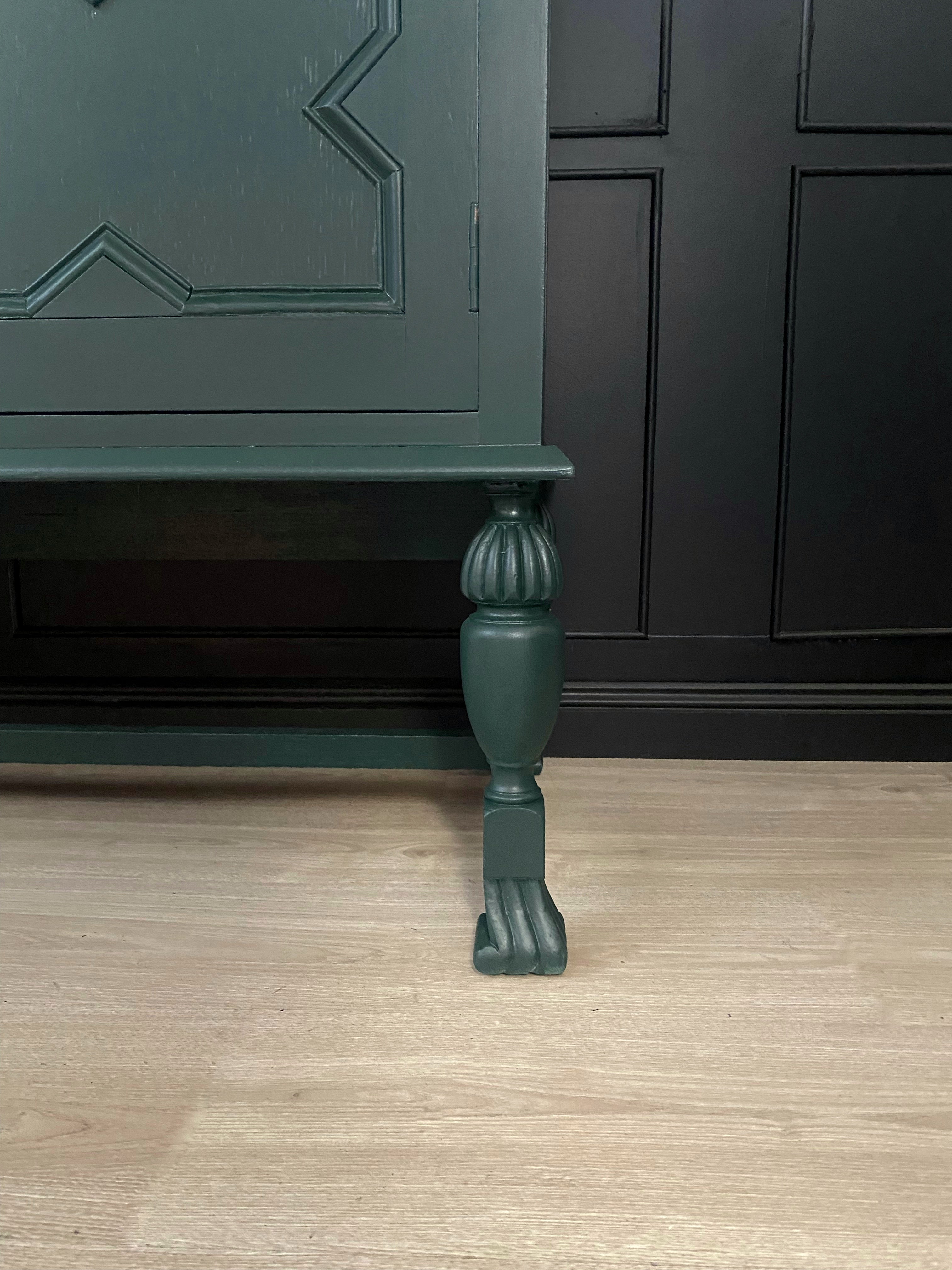 Dark Green Jacobean sideboard
