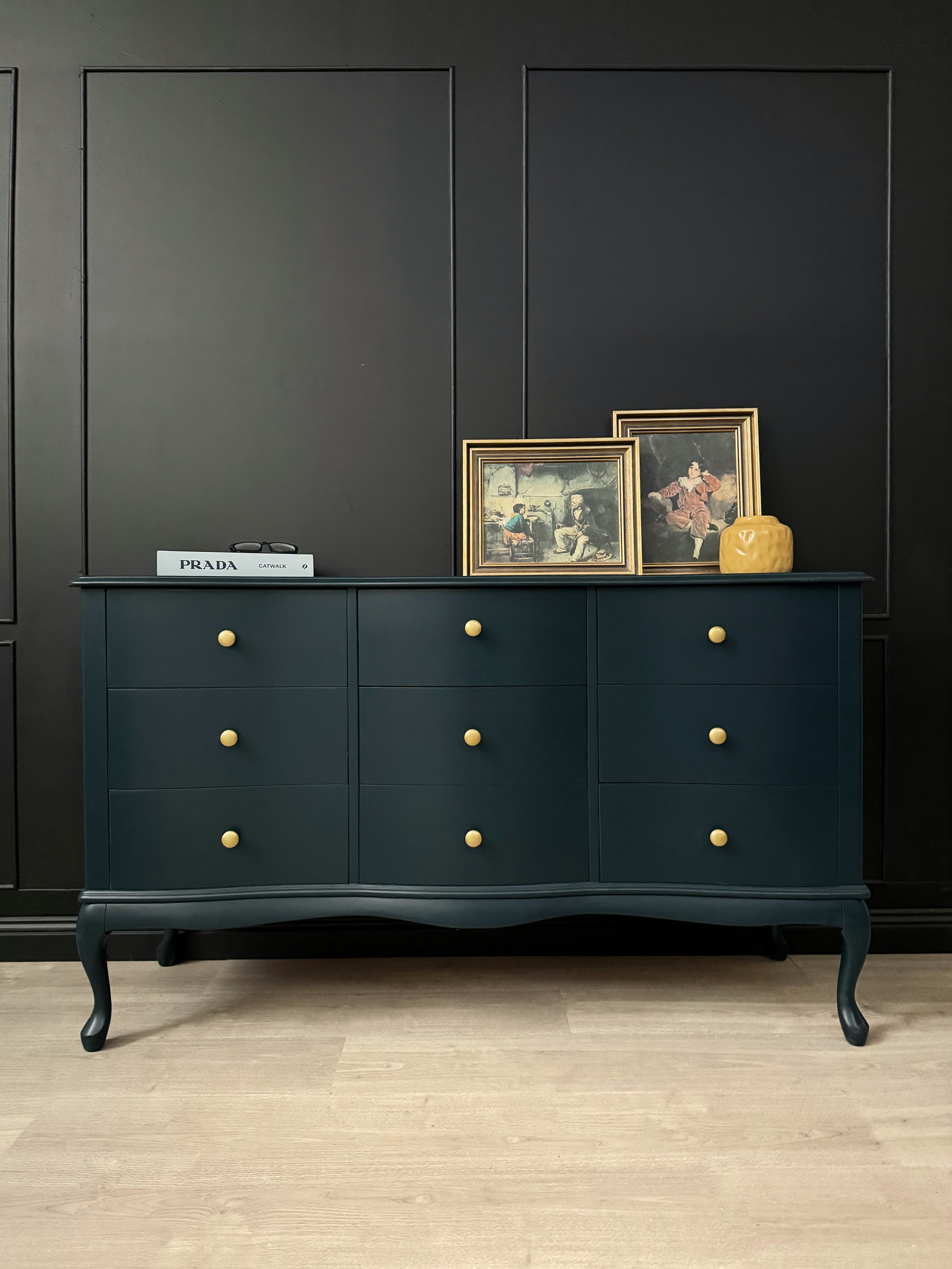 Stunning Teal Serpentine Dresser