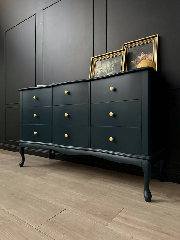 Mid-century dresser teal blue, view 2