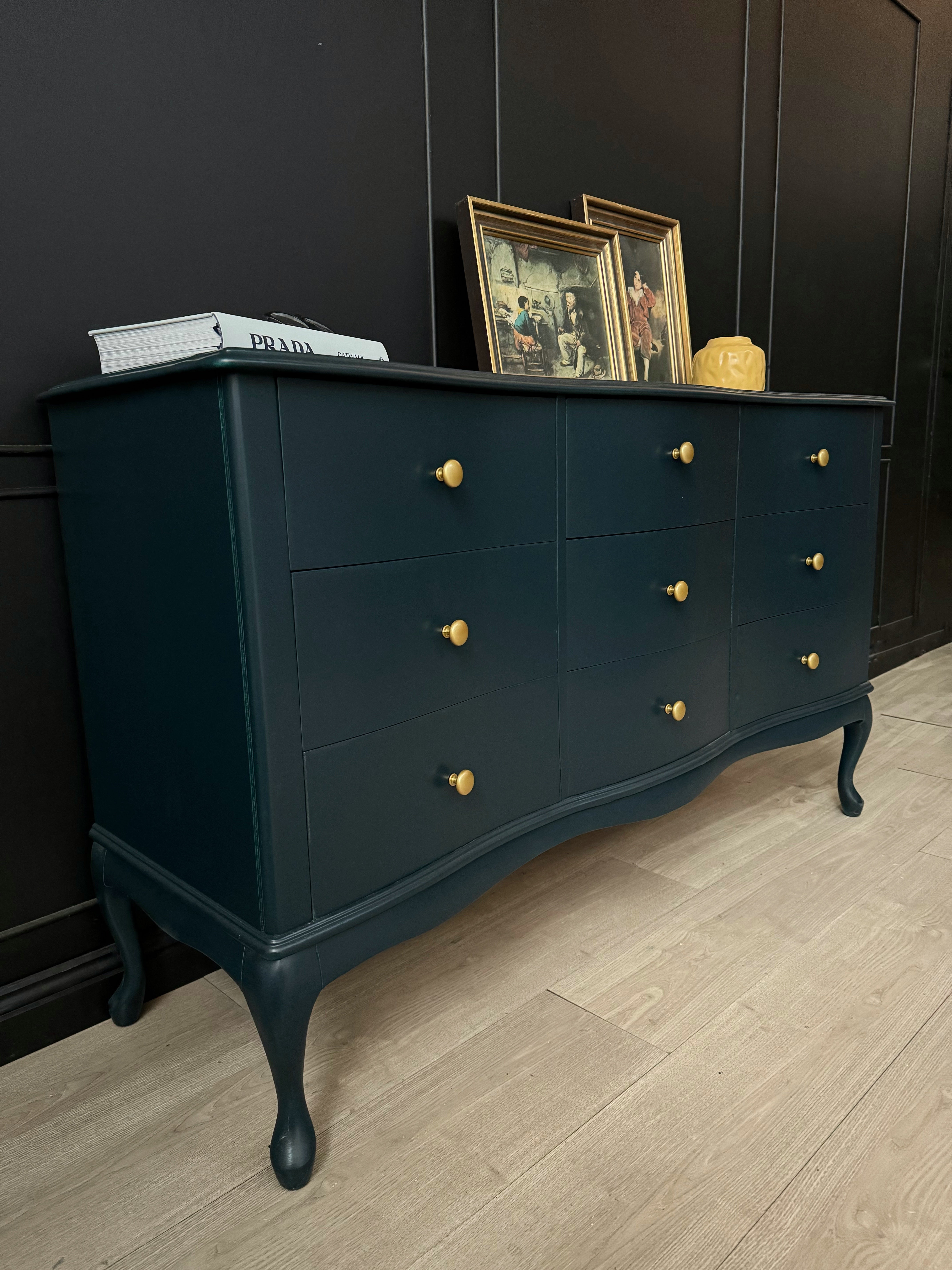 Stunning Teal Serpentine Dresser