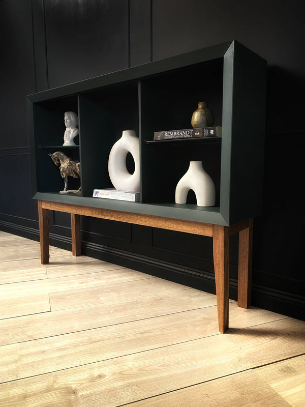 Mid-century display cabinet tasmanian oak forest green, view 3
