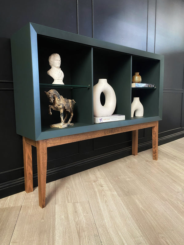 Mid-century display cabinet tasmanian oak forest green, view 2