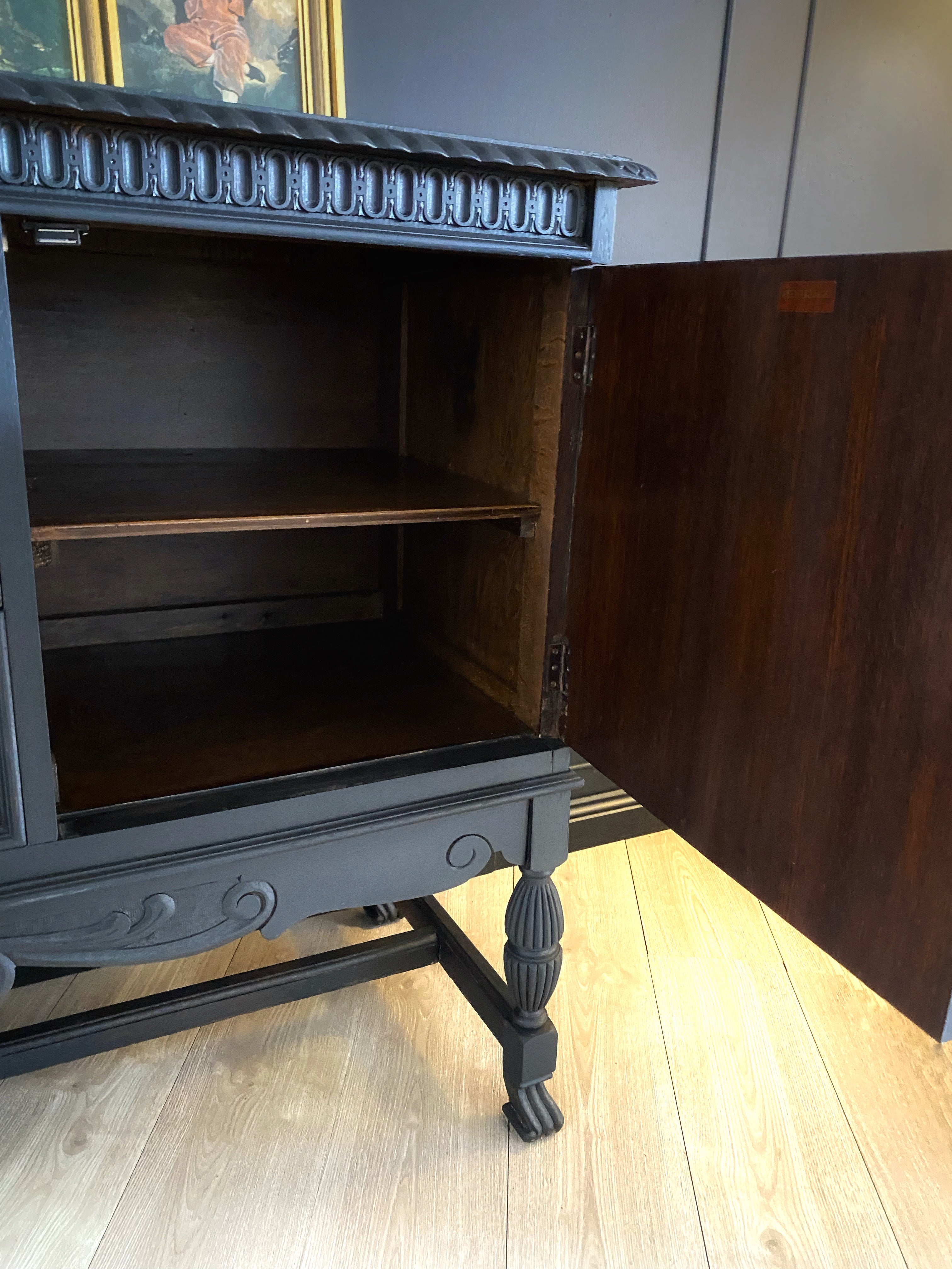 Solid Black Jacobean Antique buffet