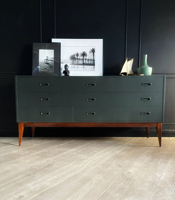 Mid-century dresser dark green, view 3