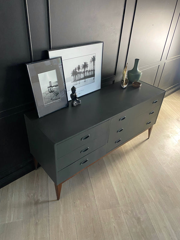 Mid-century dresser dark green, view 4