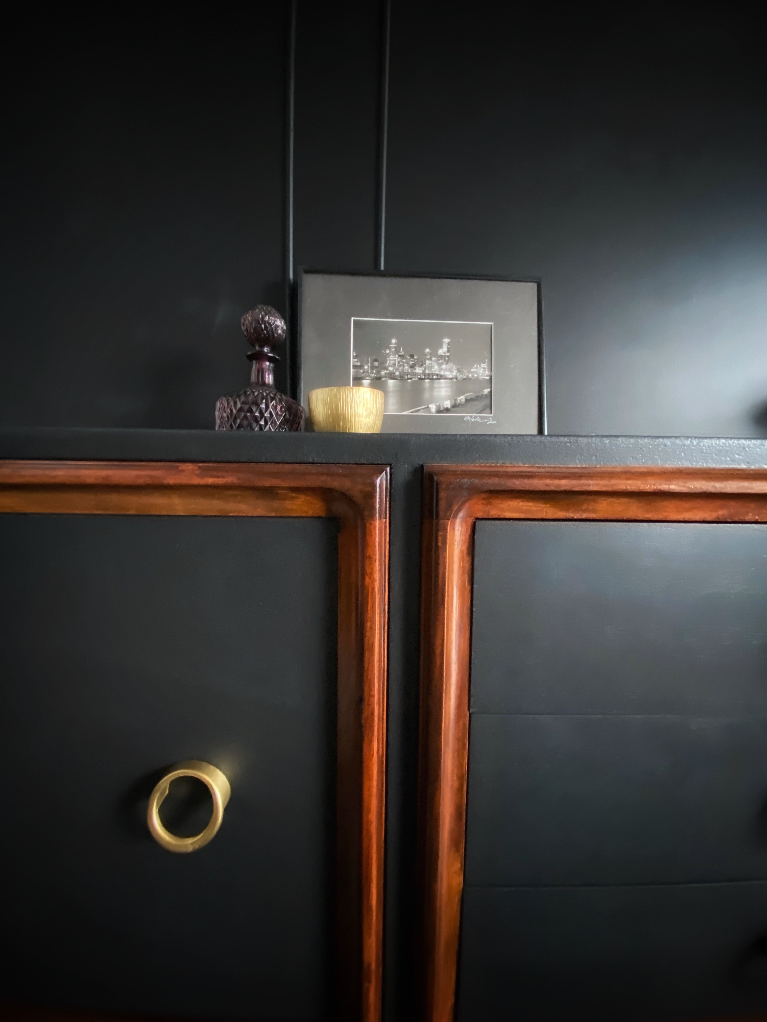 'Parker' Mid Century Buffet / Sideboard With High Gloss Wood Detail