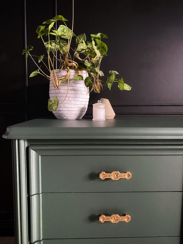 Mid-century sideboard dark green, view 3