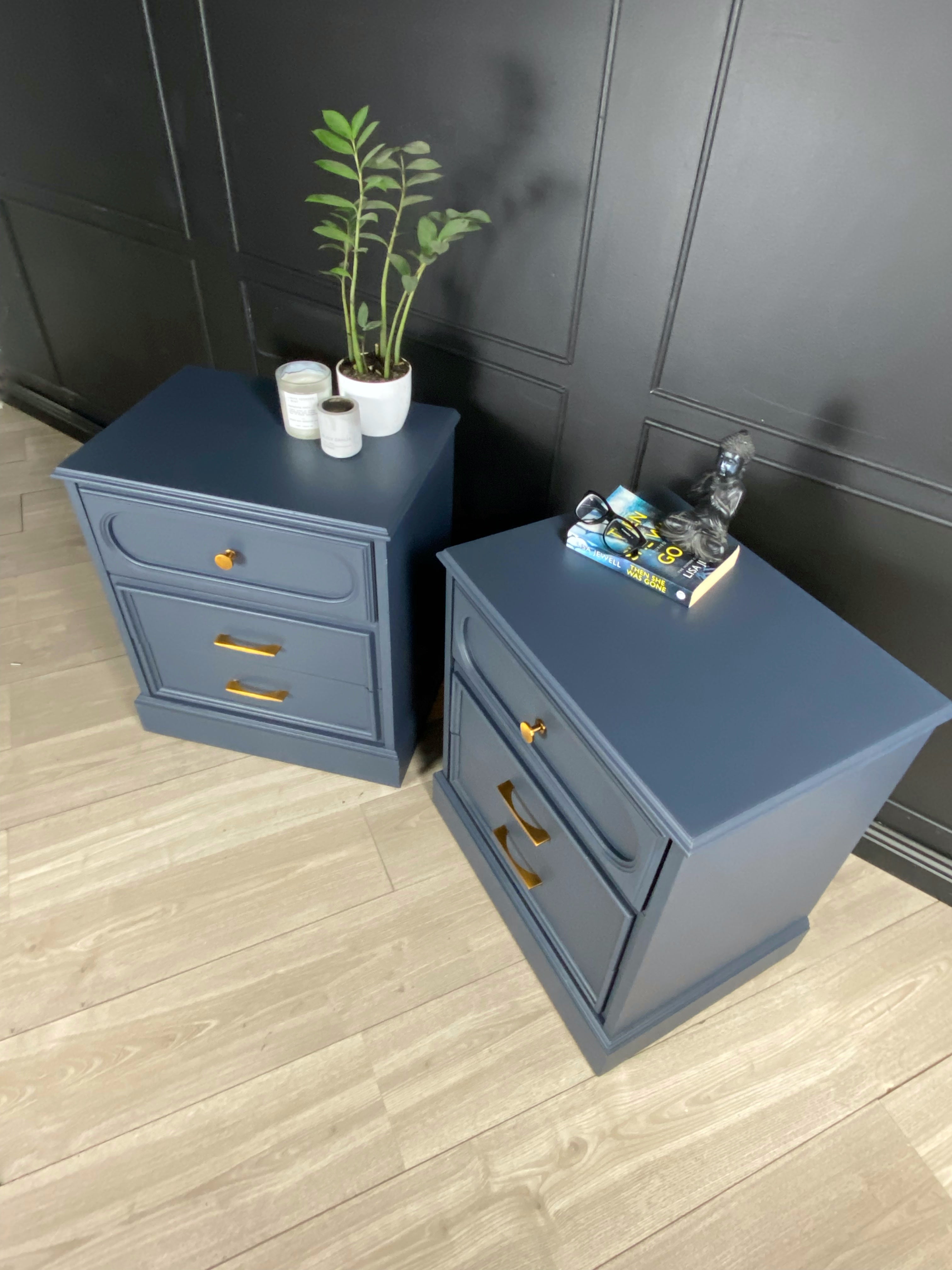 Stunning Blue 3 Drawer Side Tables