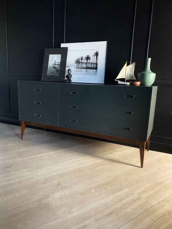 Mid-century dresser dark green, view 2