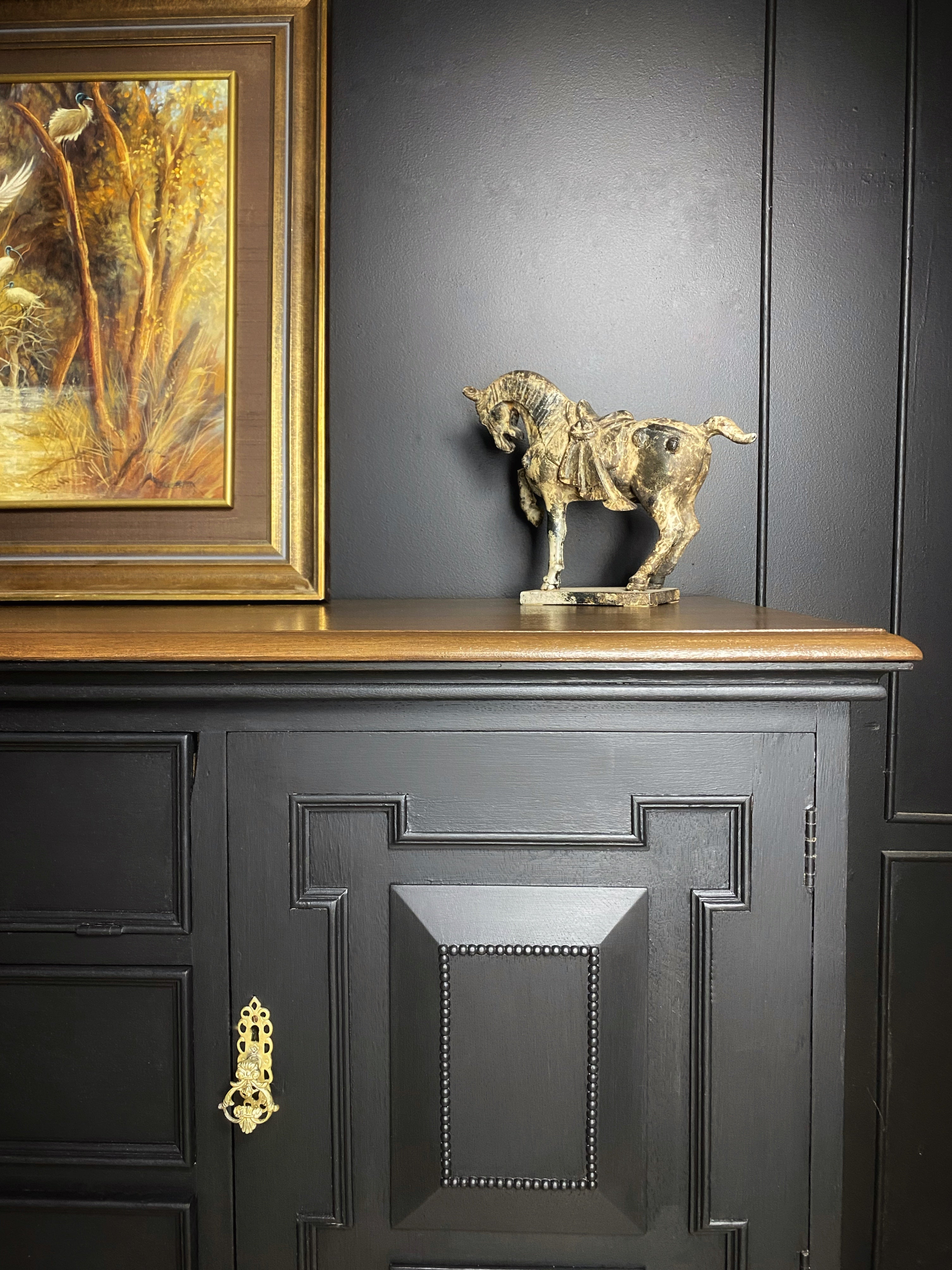 Jacobean Tiger Oak Black Buffet