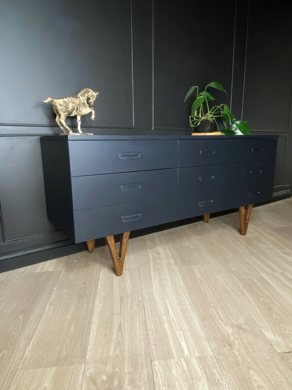Mid-century dresser dark blue, view 3