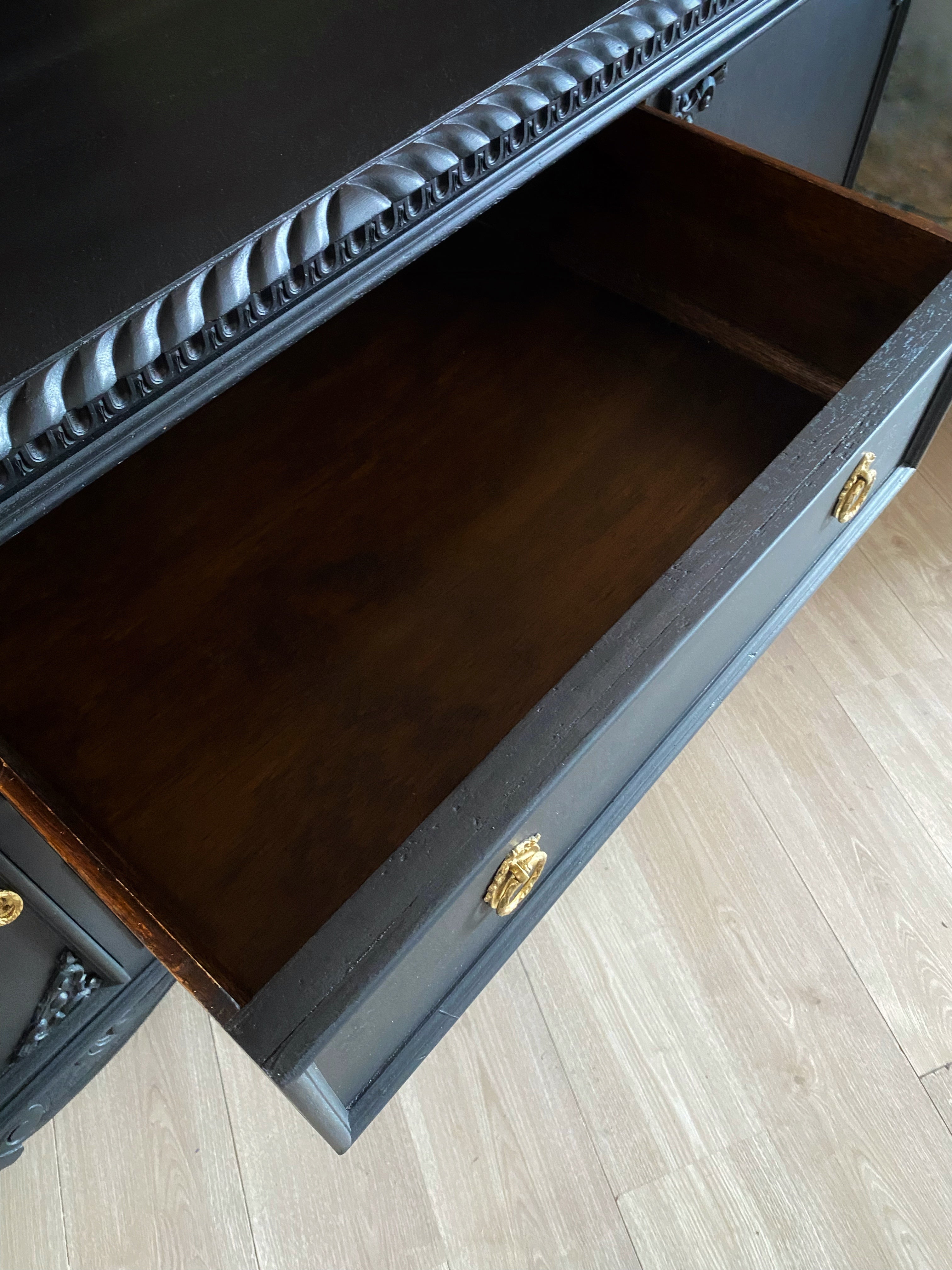 Solid Black Jacobean Antique buffet