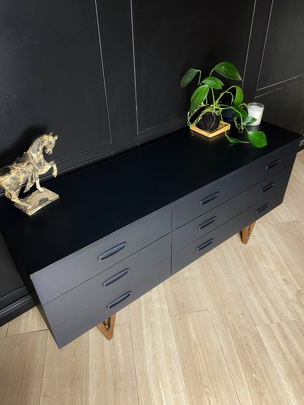 Mid-century dresser dark blue, view 4