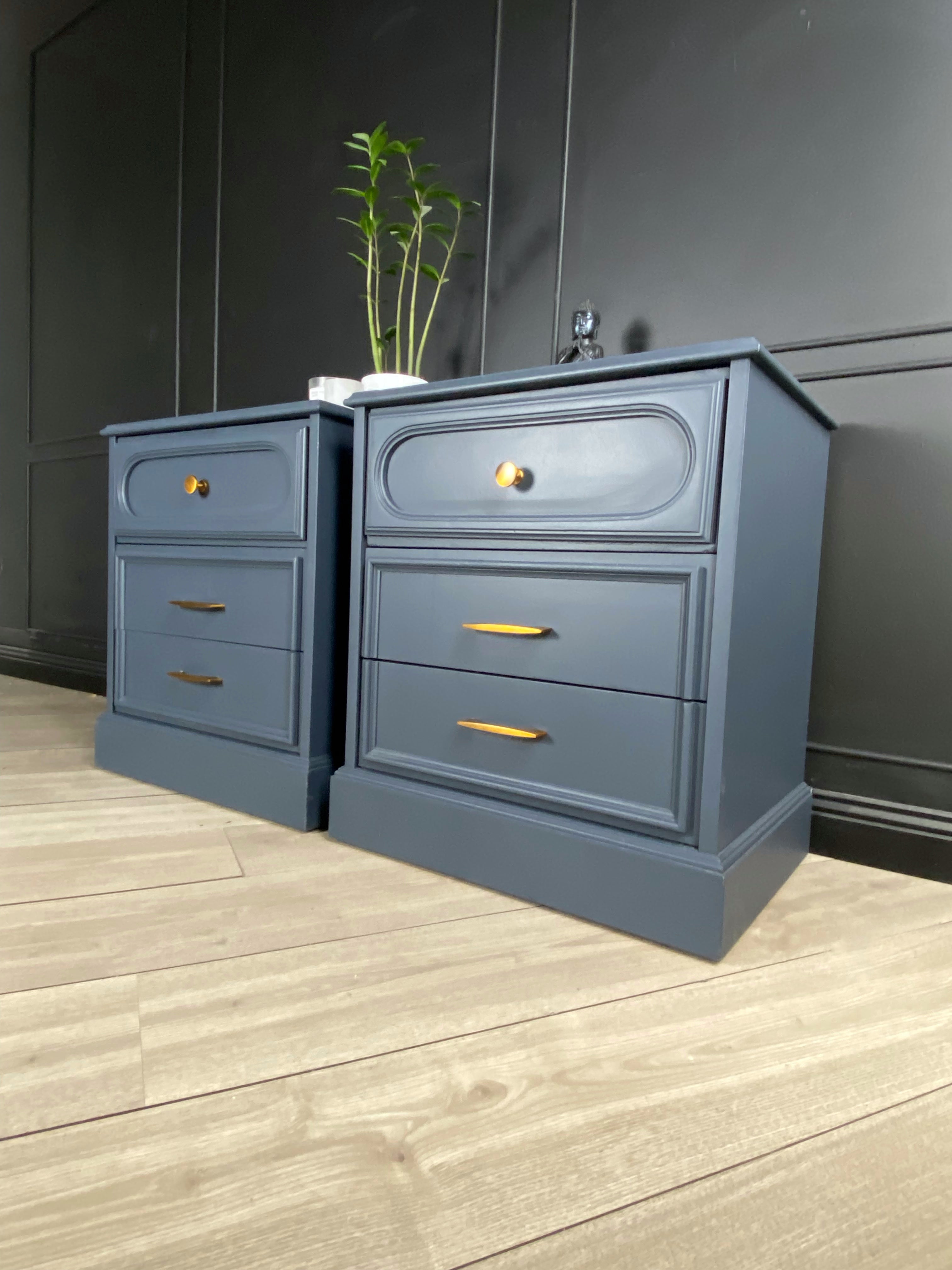 Stunning Blue 3 Drawer Side Tables