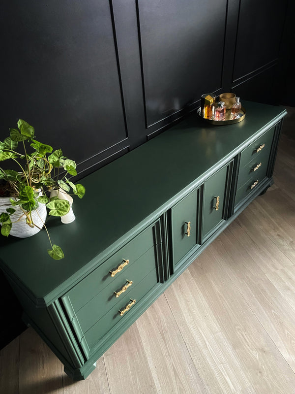 Mid-century sideboard dark green, view 2