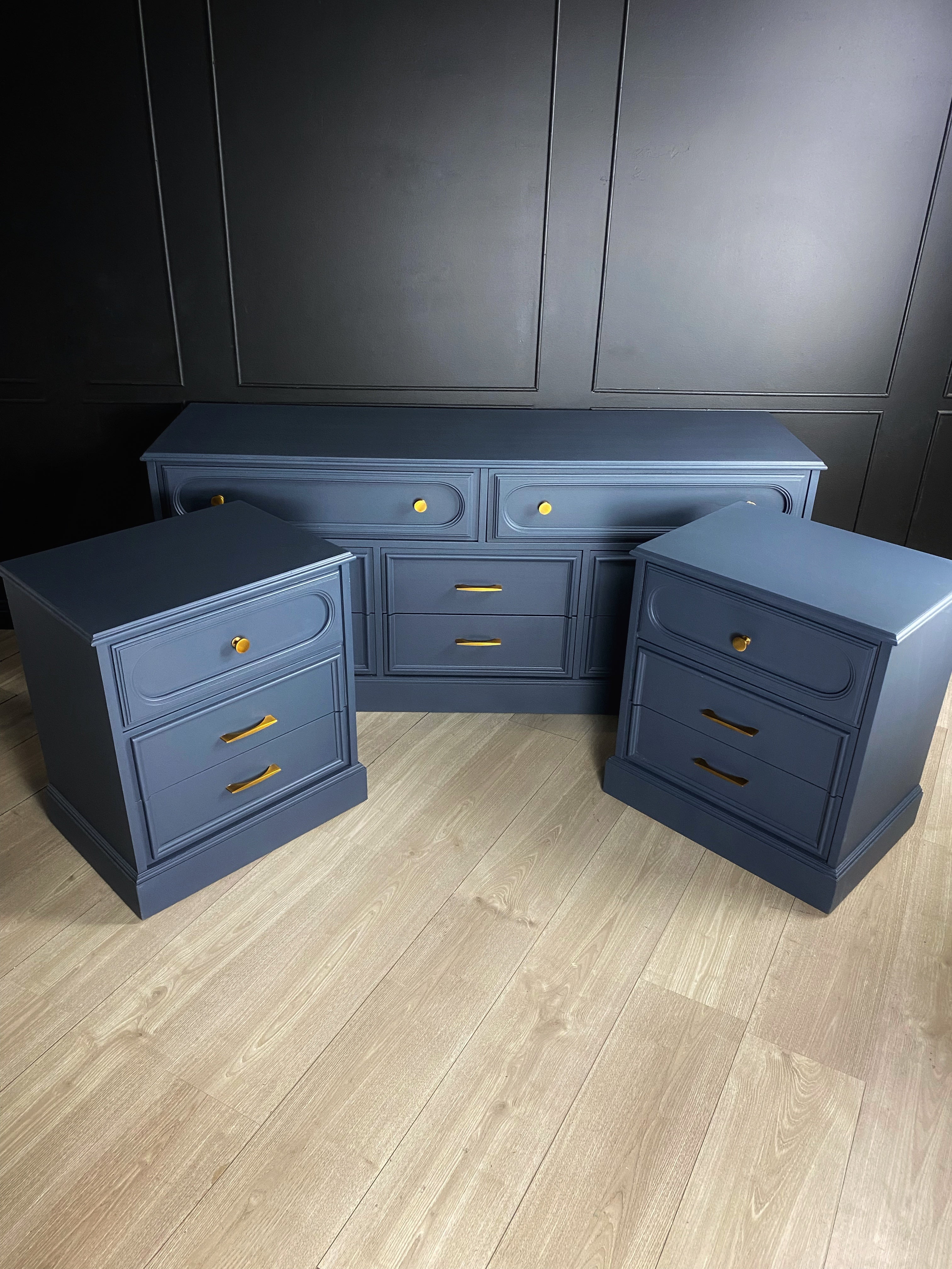 Stunning Blue 3 Drawer Side Tables
