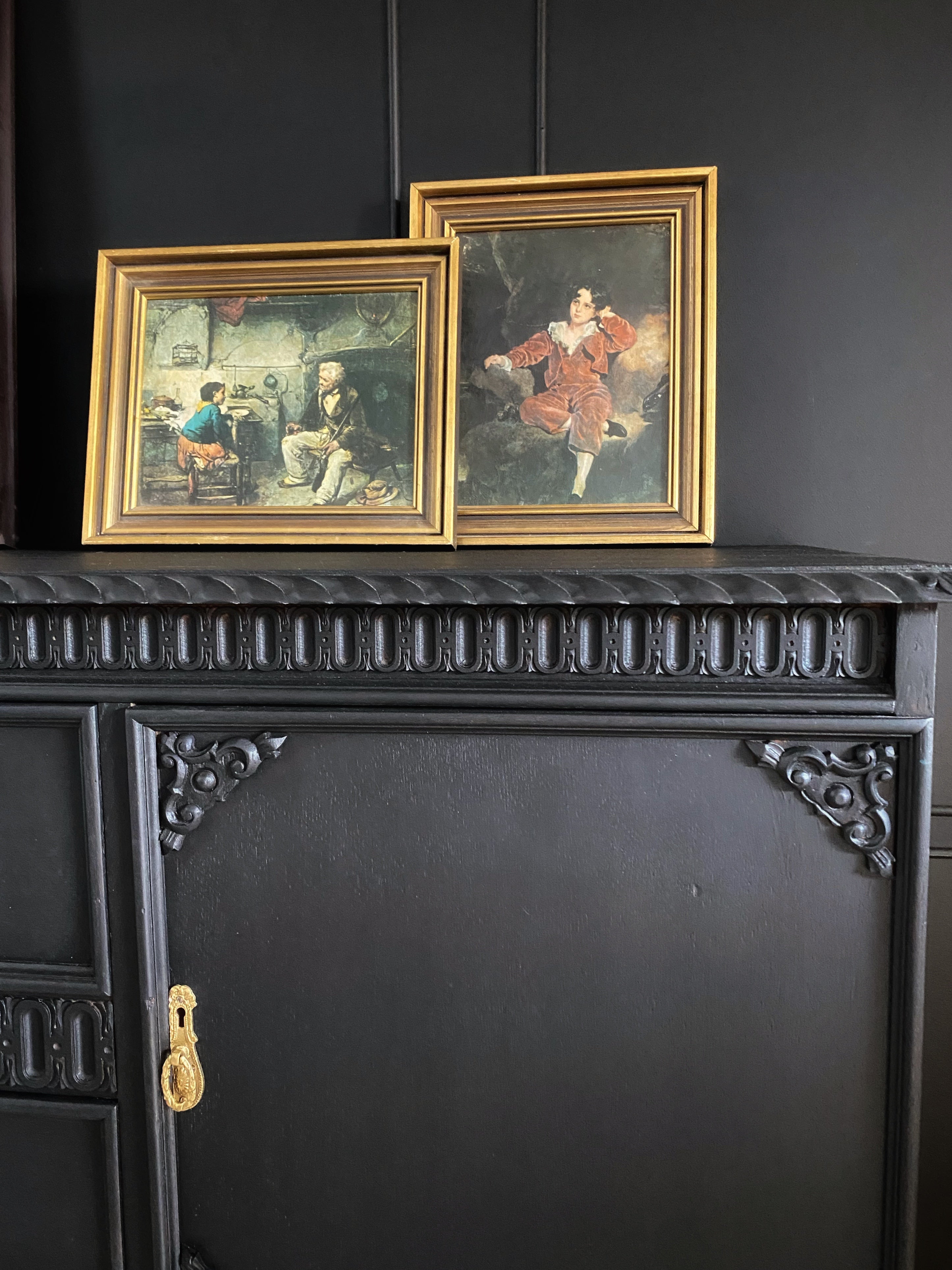 Solid Black Jacobean Antique buffet