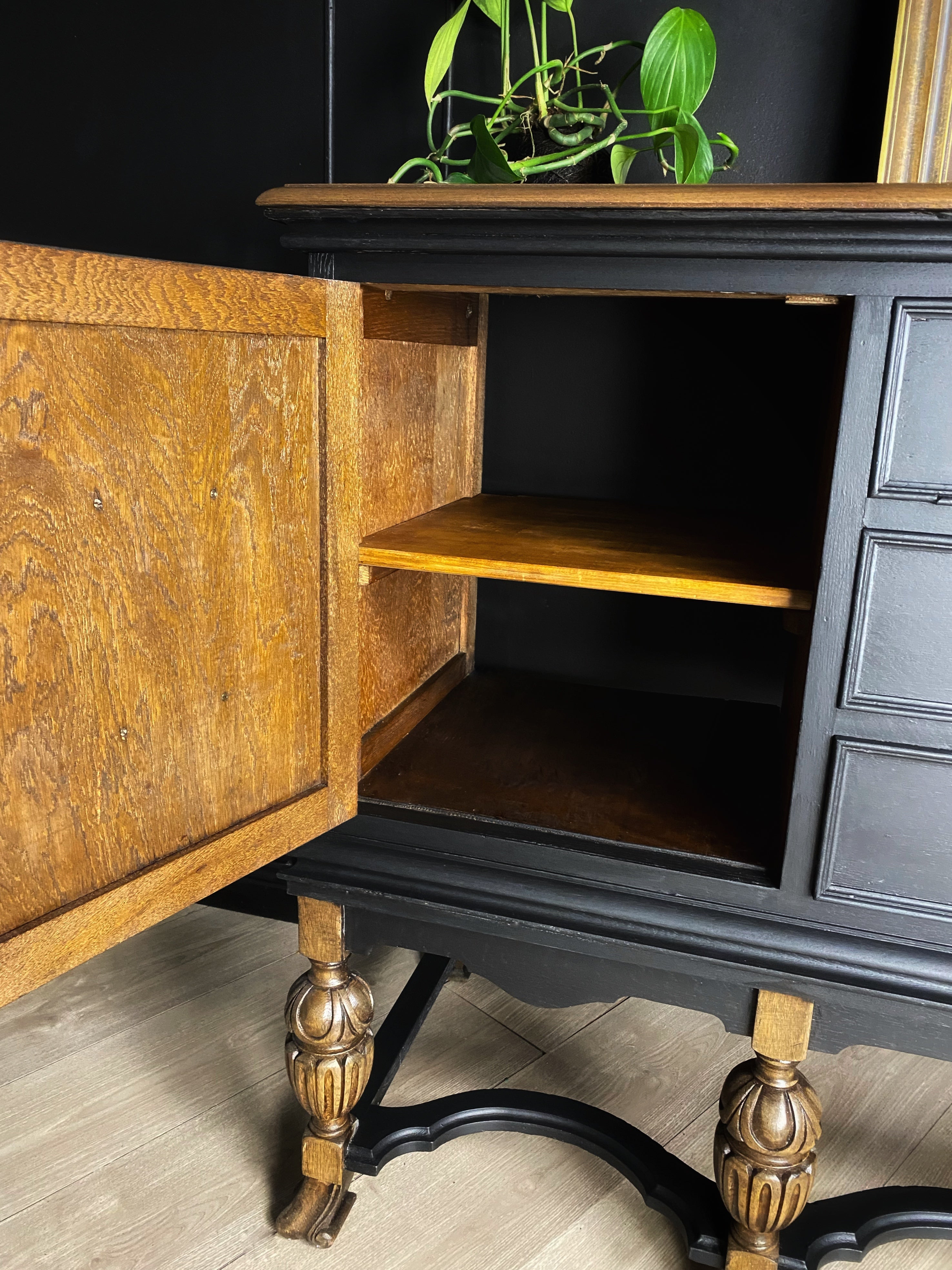 Jacobean Tiger Oak Black Buffet