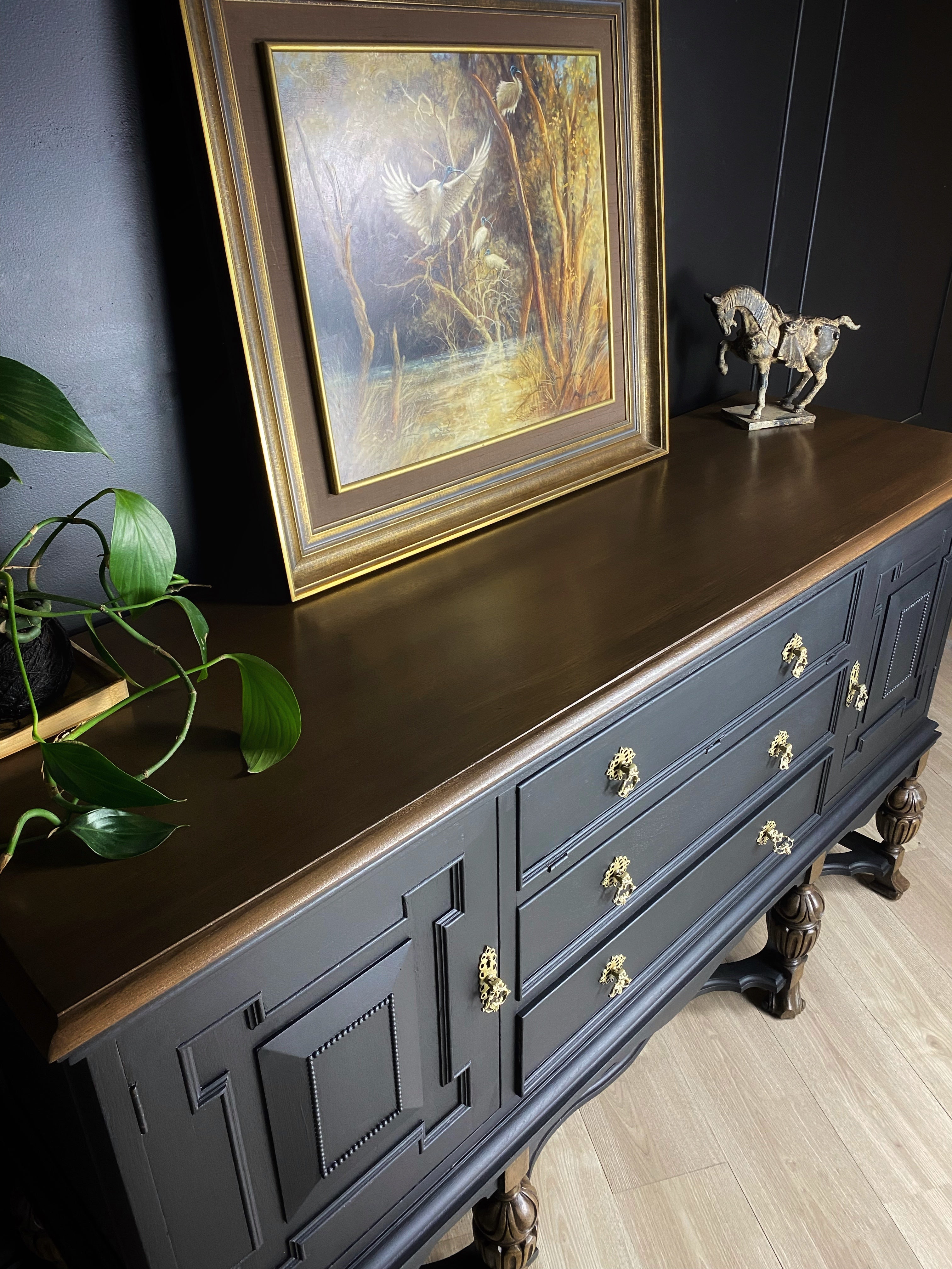 Jacobean Tiger Oak Black Buffet