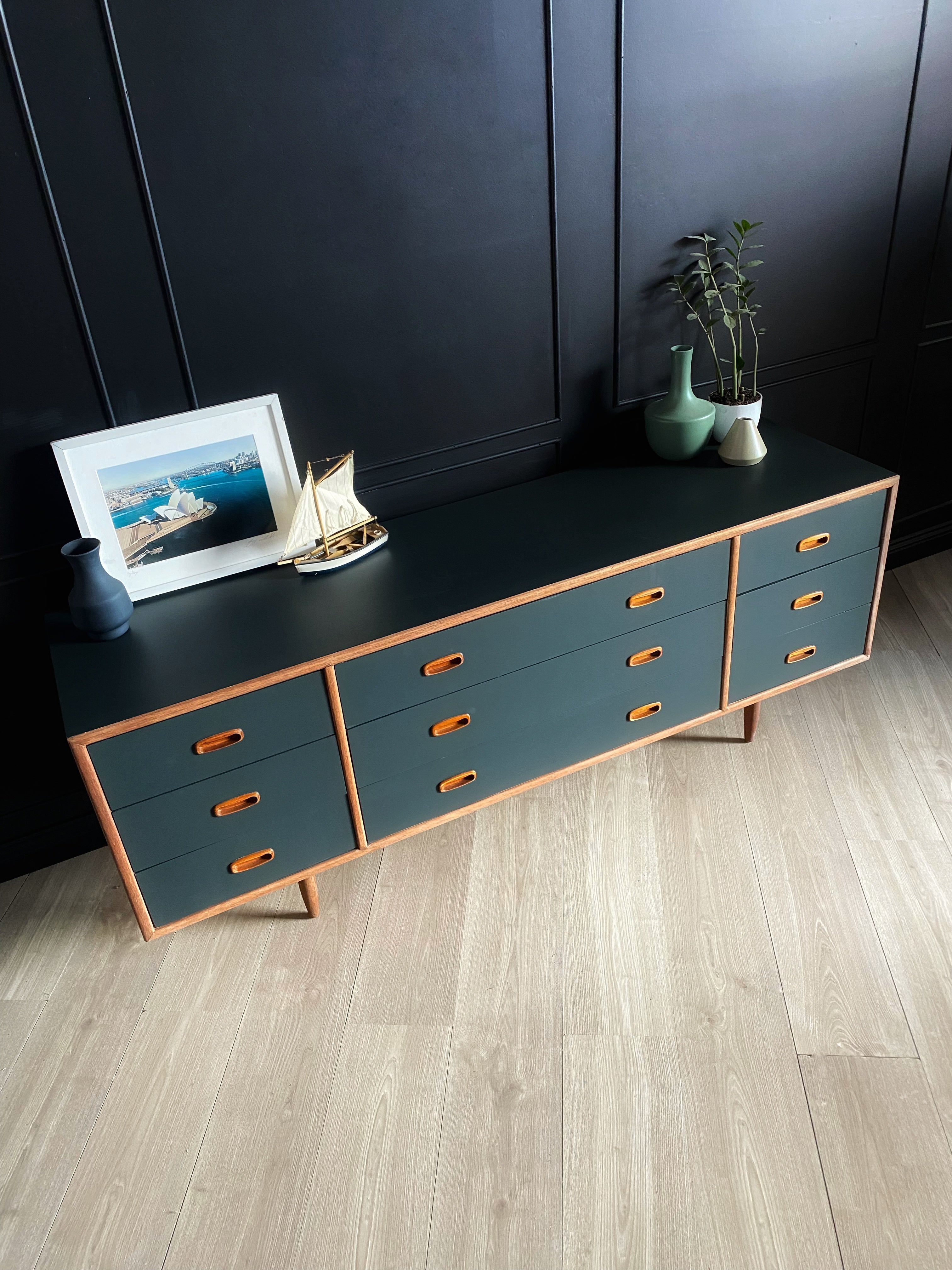 'Alrob Furniture' Dark Green Satin Finish Dresser