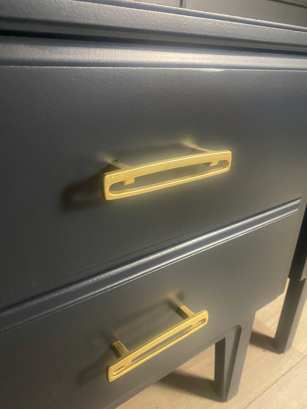 Mid-century bedside tables dark blue, view 5