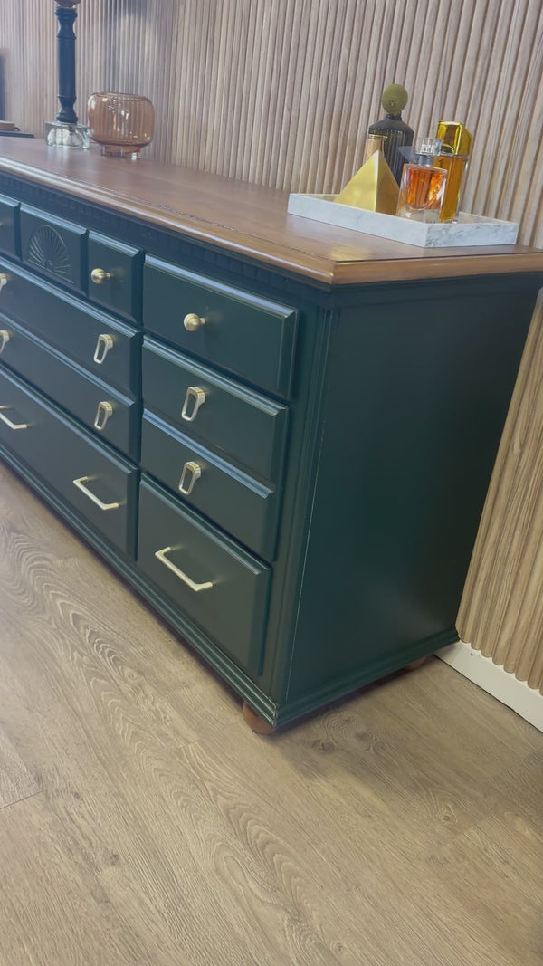 9 Drawer Dresser - Painted Green