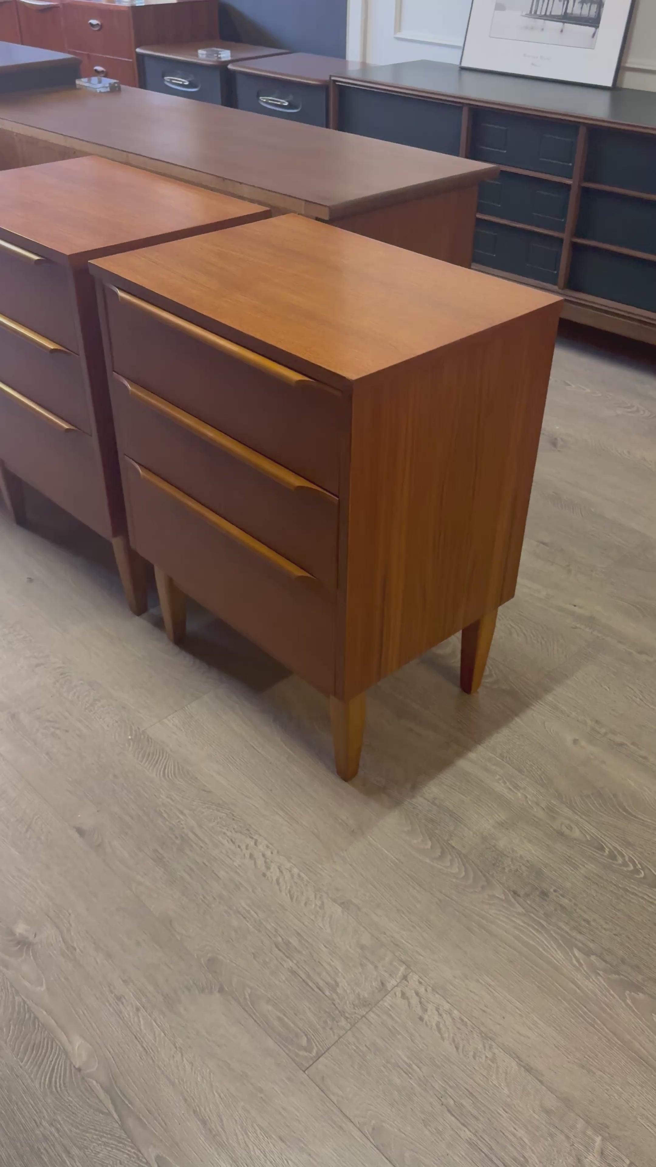 'Reliance Furniture' Wave Handled Bedside Tables