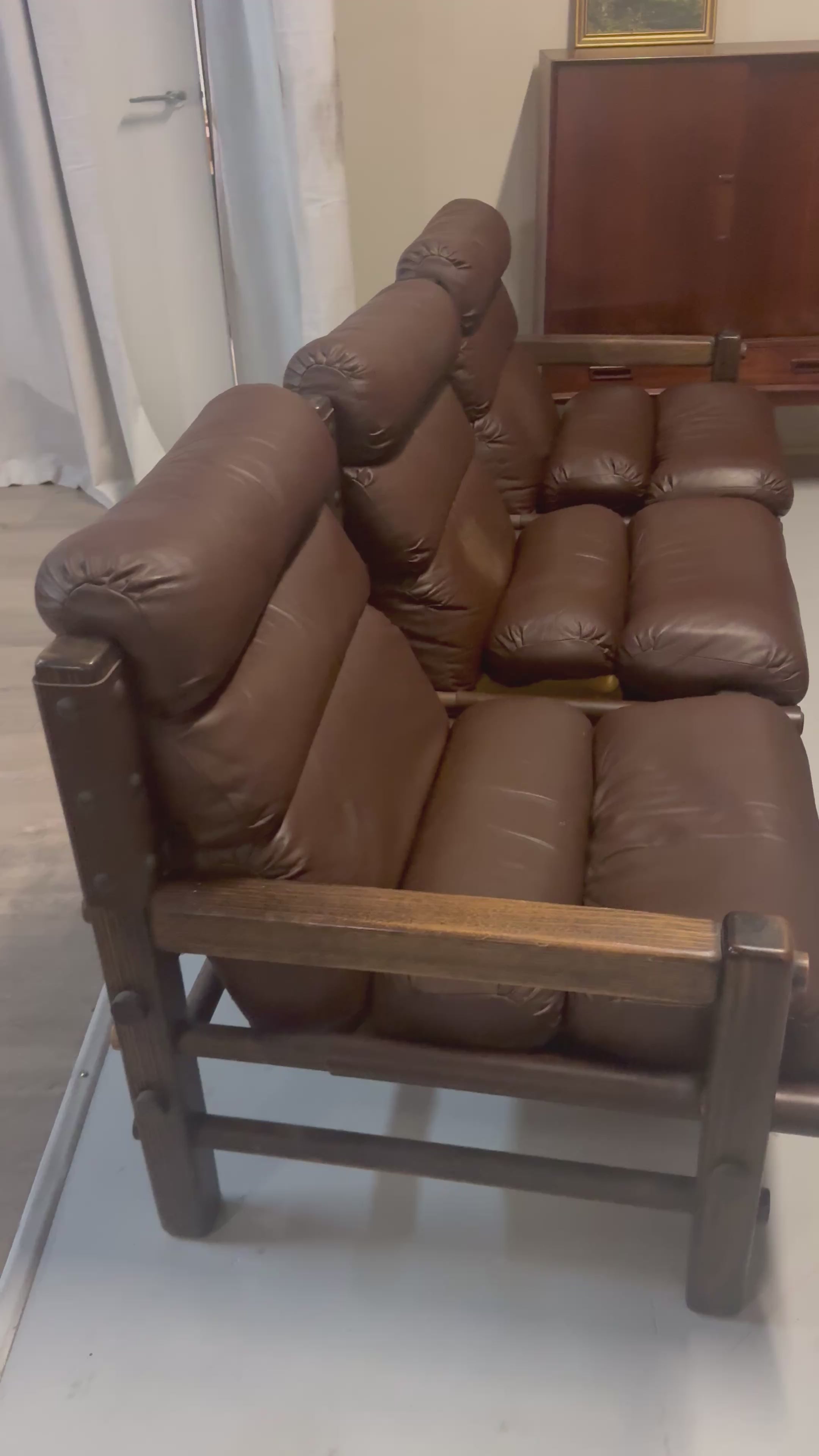 Norman Archibald for Nore Furniture - 3 seater leather lounge and ottoman