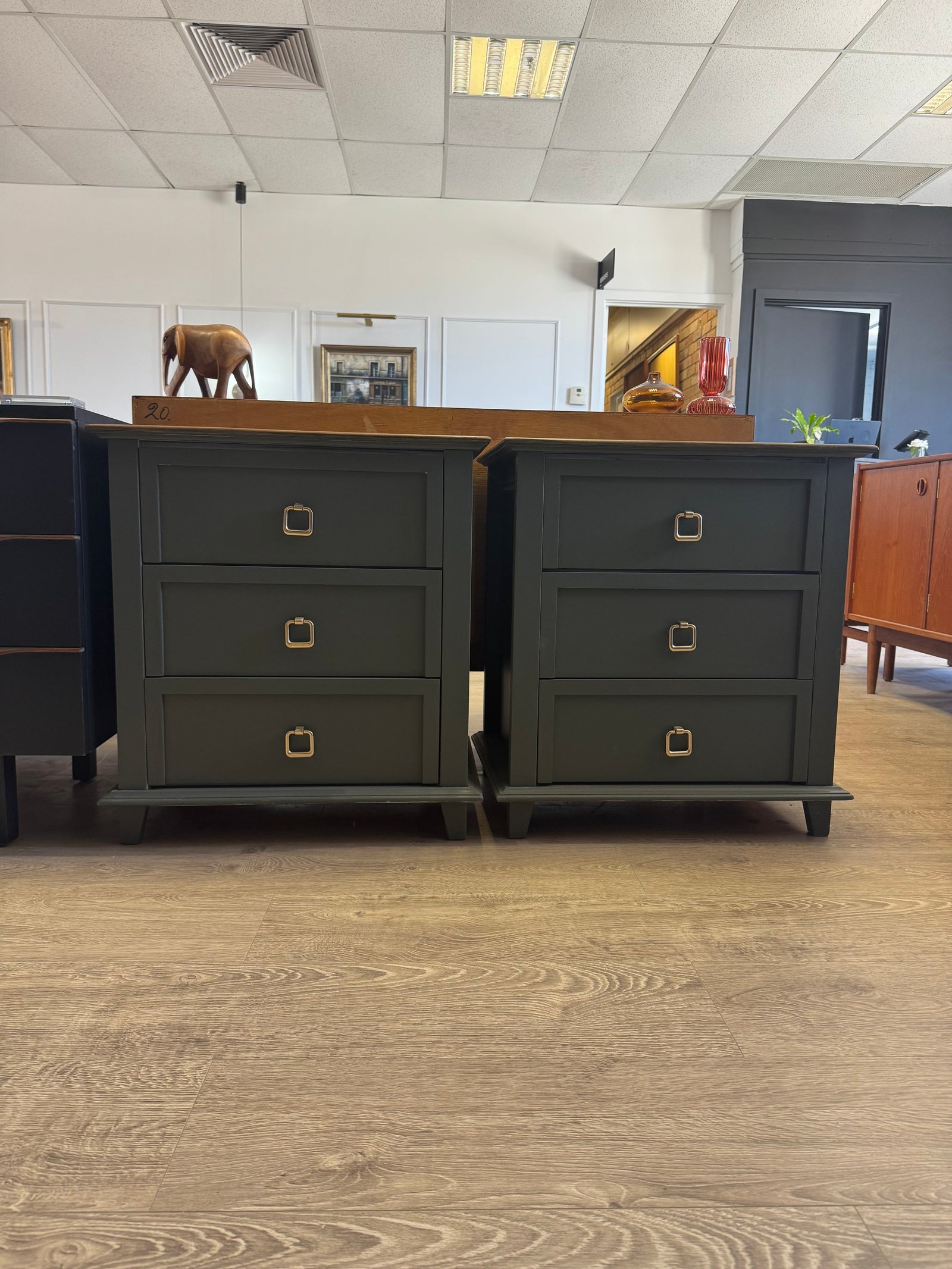 SAS Furniture bedside tables sage green