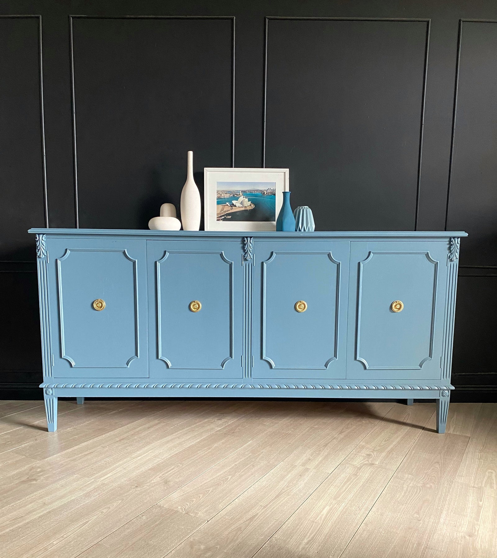 Mid-century sideboard blackwood blue