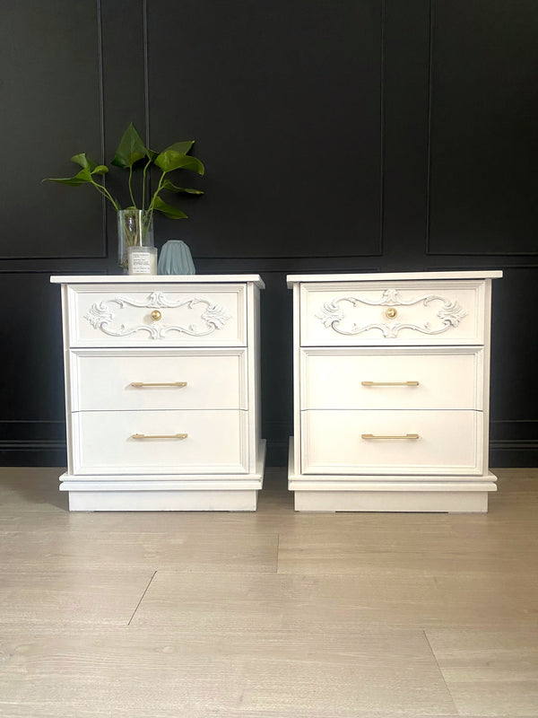 Mid-century bedside tables white