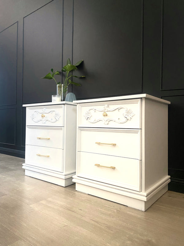 Mid-century bedside tables white, view 3
