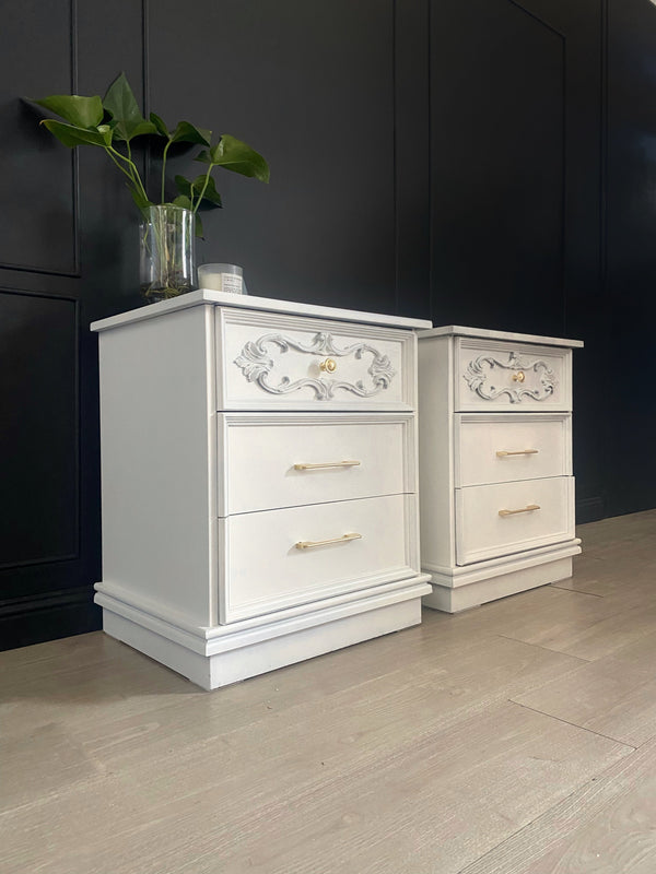 Mid-century bedside tables white, view 2