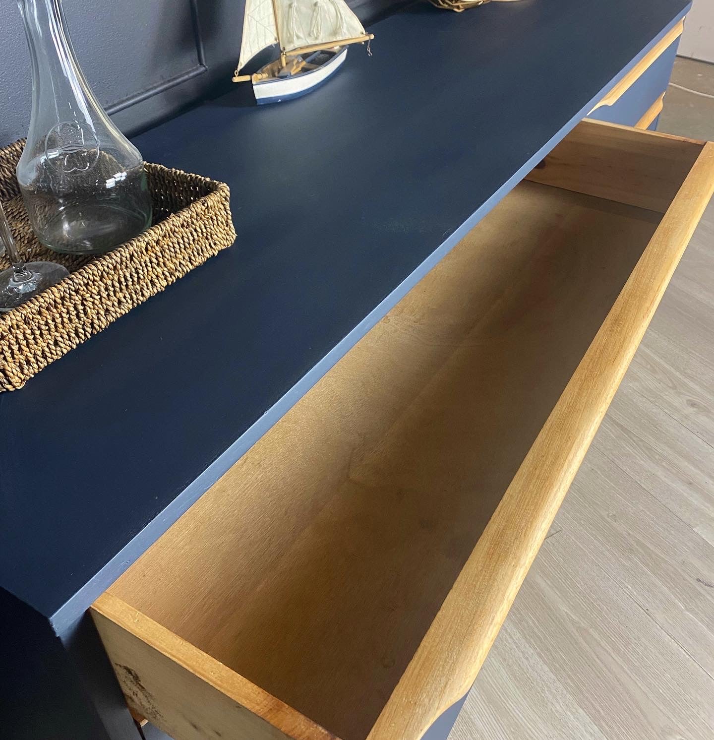 MID CENTURY WAVE HANDLED DRESSER