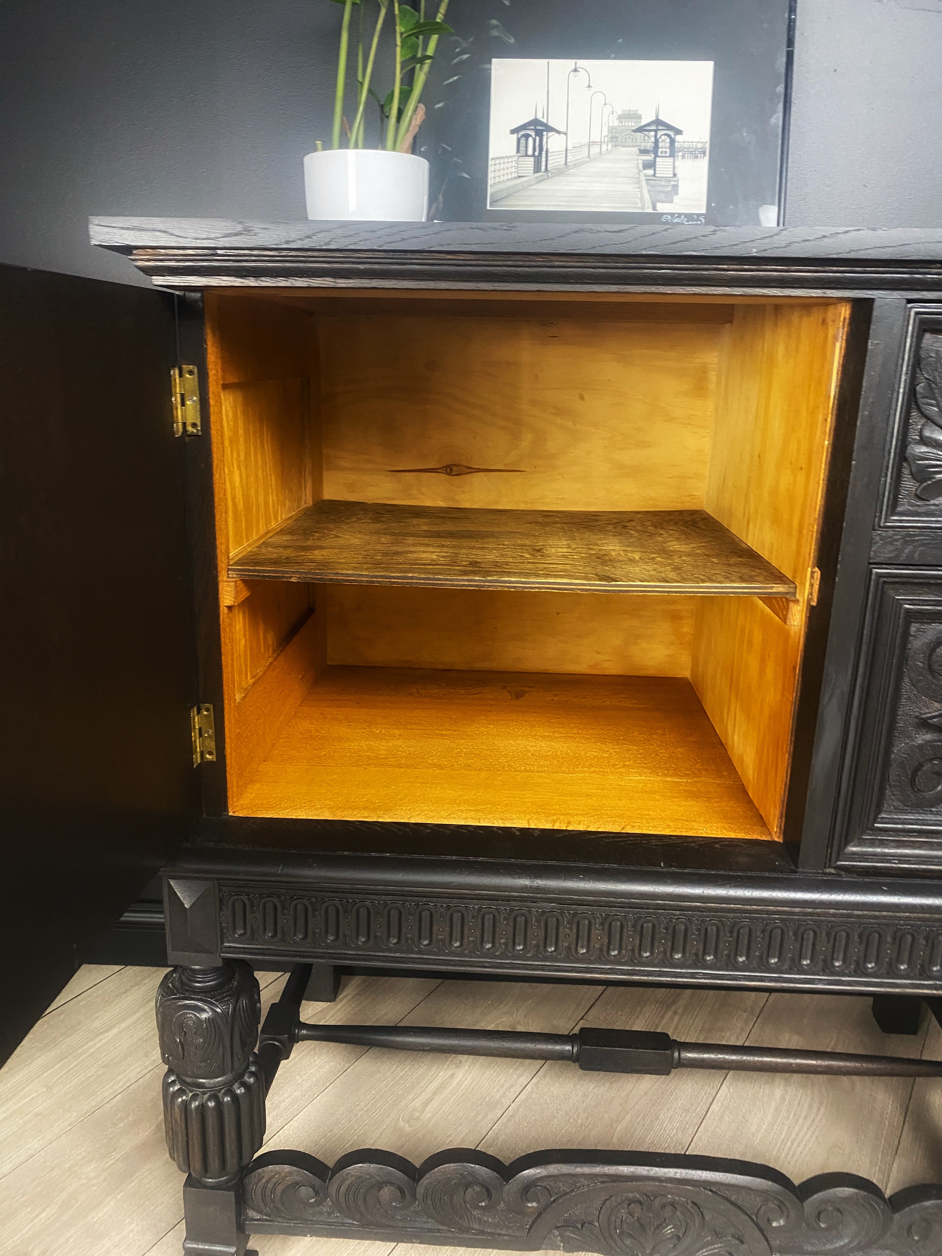 Stunning Jacobean black washed buffet