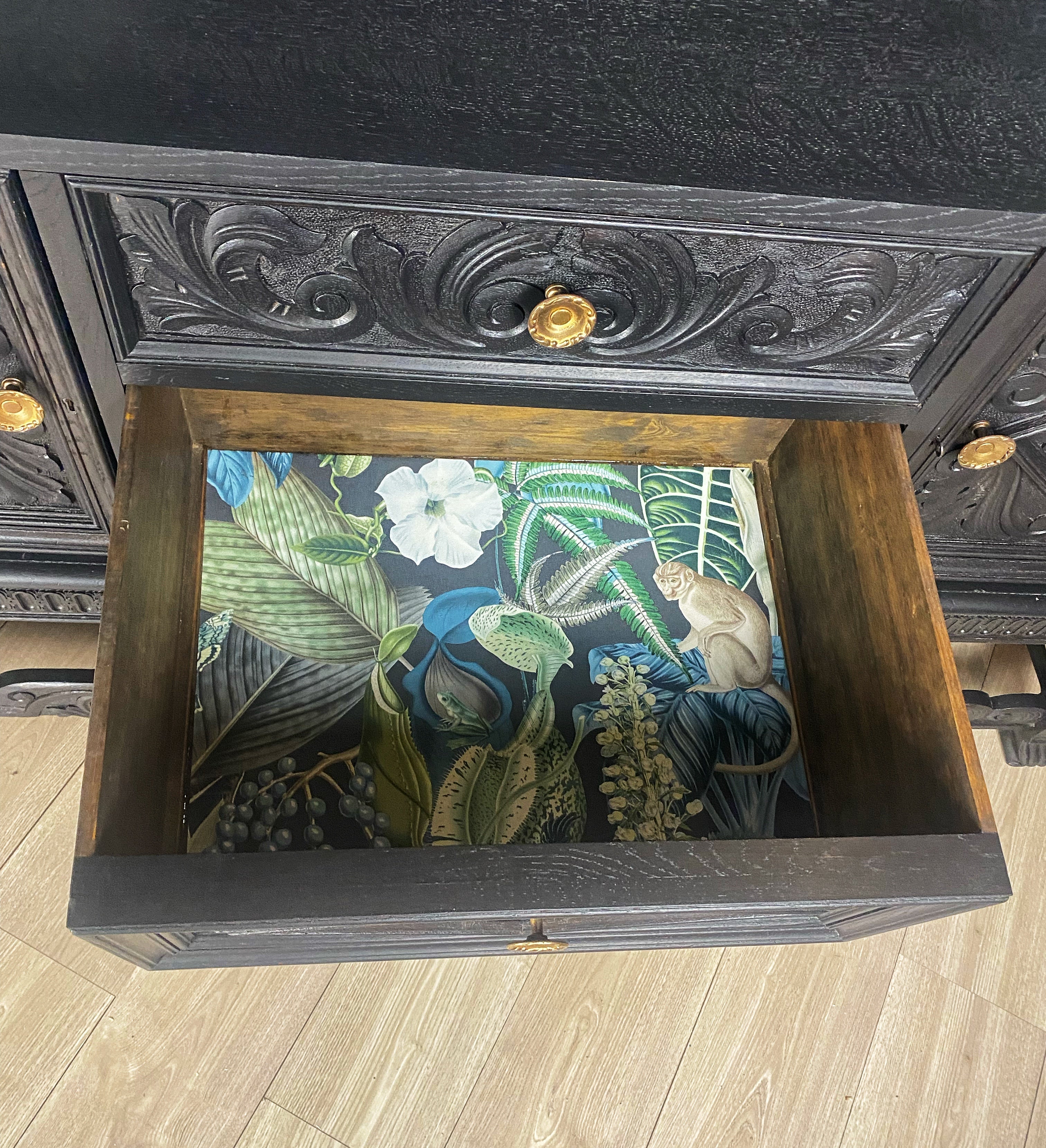 Stunning Jacobean black washed buffet