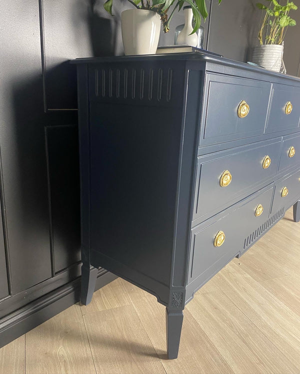 Mid-century dresser navy blue, view 4
