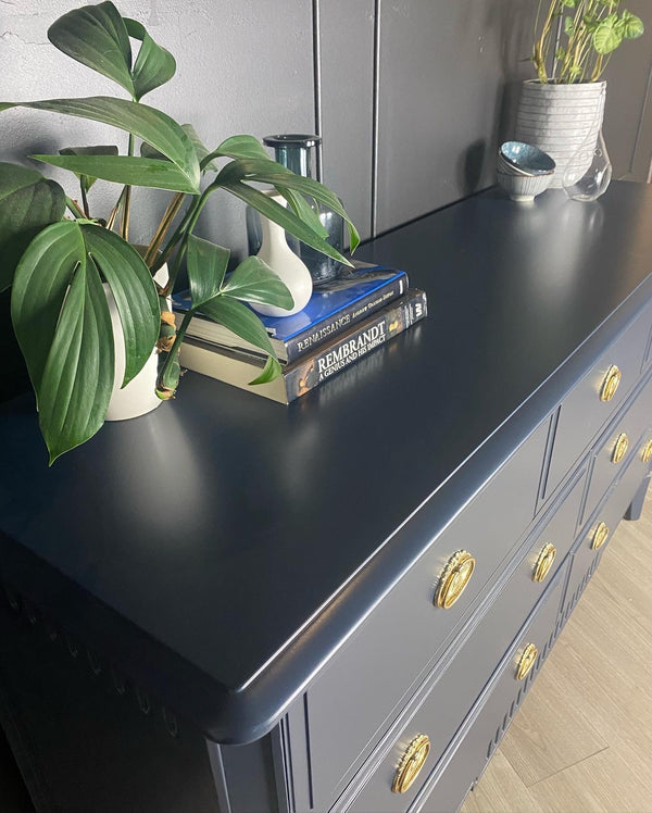 Mid-century dresser navy blue, view 2