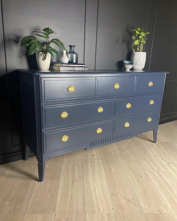 Mid-century dresser navy blue, view 3